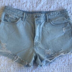 GRLFRND Helena Short Sky Blue Ripped Jean Shorts